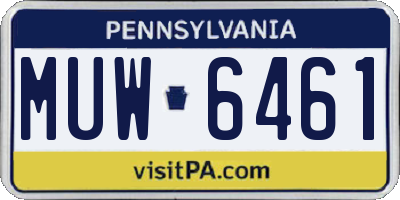 PA license plate MUW6461