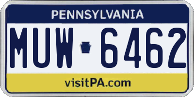 PA license plate MUW6462