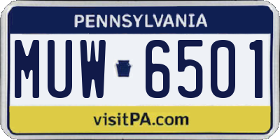 PA license plate MUW6501