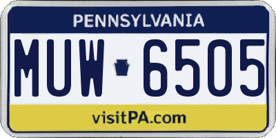 PA license plate MUW6505