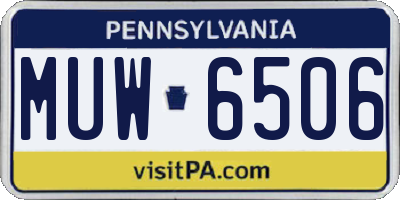 PA license plate MUW6506