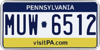 PA license plate MUW6512