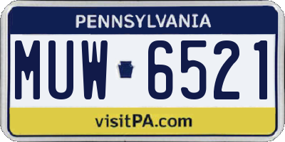 PA license plate MUW6521