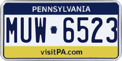 PA license plate MUW6523