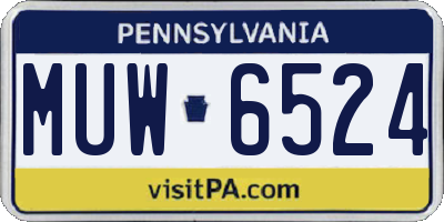 PA license plate MUW6524