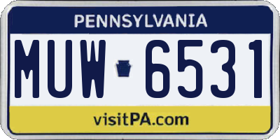 PA license plate MUW6531