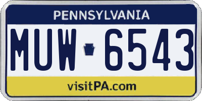 PA license plate MUW6543