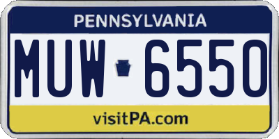 PA license plate MUW6550