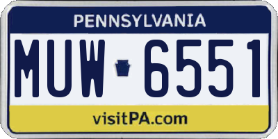 PA license plate MUW6551