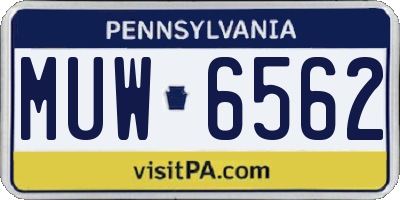 PA license plate MUW6562