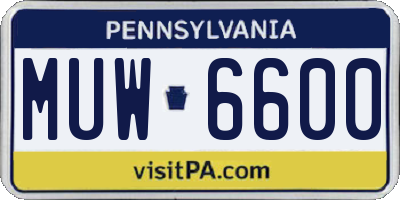 PA license plate MUW6600