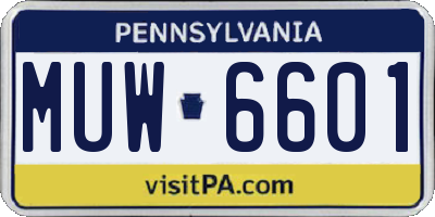 PA license plate MUW6601