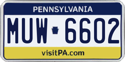 PA license plate MUW6602