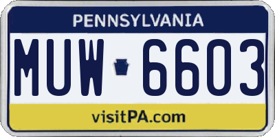 PA license plate MUW6603