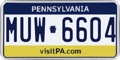 PA license plate MUW6604