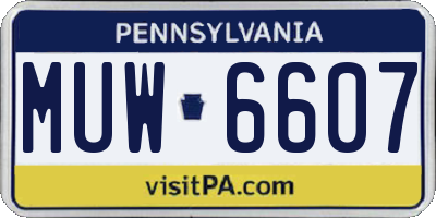 PA license plate MUW6607