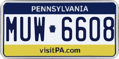 PA license plate MUW6608