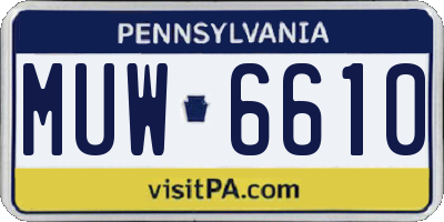 PA license plate MUW6610