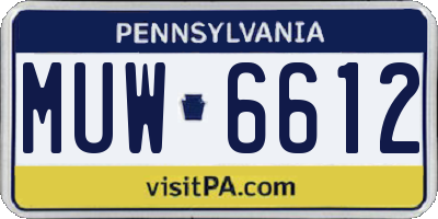PA license plate MUW6612