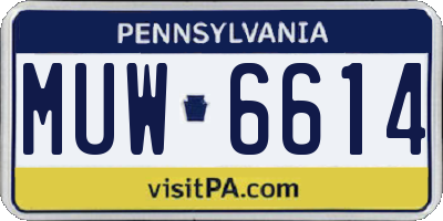 PA license plate MUW6614