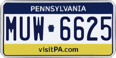 PA license plate MUW6625