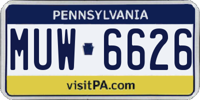 PA license plate MUW6626