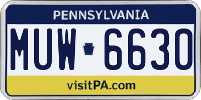 PA license plate MUW6630