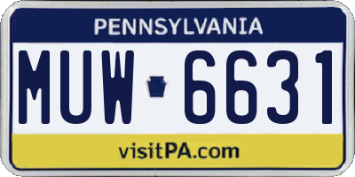 PA license plate MUW6631