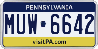 PA license plate MUW6642