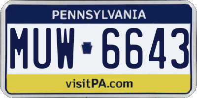 PA license plate MUW6643
