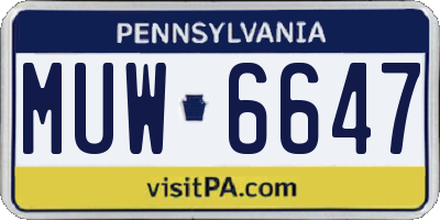 PA license plate MUW6647
