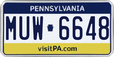 PA license plate MUW6648