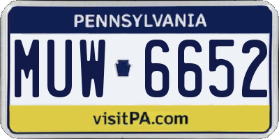 PA license plate MUW6652