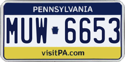 PA license plate MUW6653