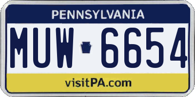 PA license plate MUW6654