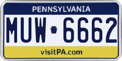 PA license plate MUW6662