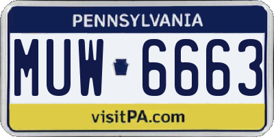 PA license plate MUW6663