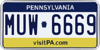 PA license plate MUW6669