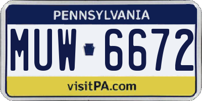 PA license plate MUW6672