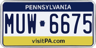 PA license plate MUW6675