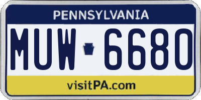 PA license plate MUW6680