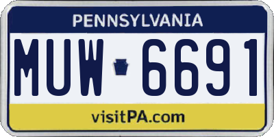 PA license plate MUW6691