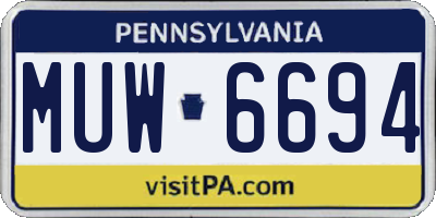 PA license plate MUW6694