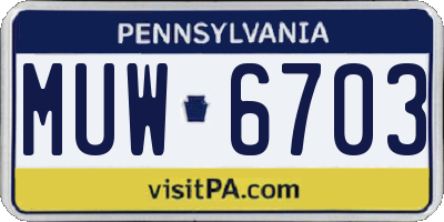 PA license plate MUW6703
