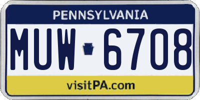 PA license plate MUW6708