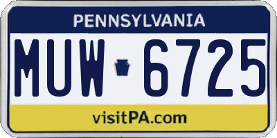 PA license plate MUW6725