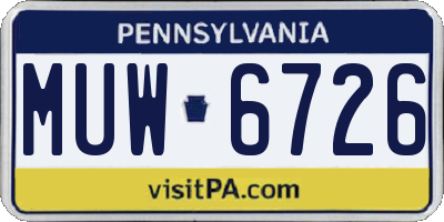 PA license plate MUW6726