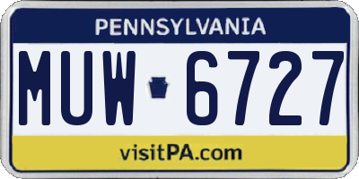 PA license plate MUW6727
