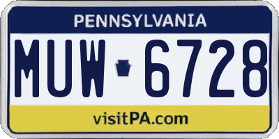 PA license plate MUW6728