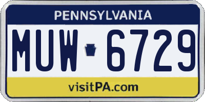 PA license plate MUW6729